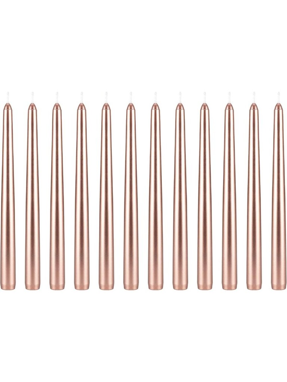 12 Pcs Unscented Rose Gold Taper Candles - Hand Poured 10" for Home Décor